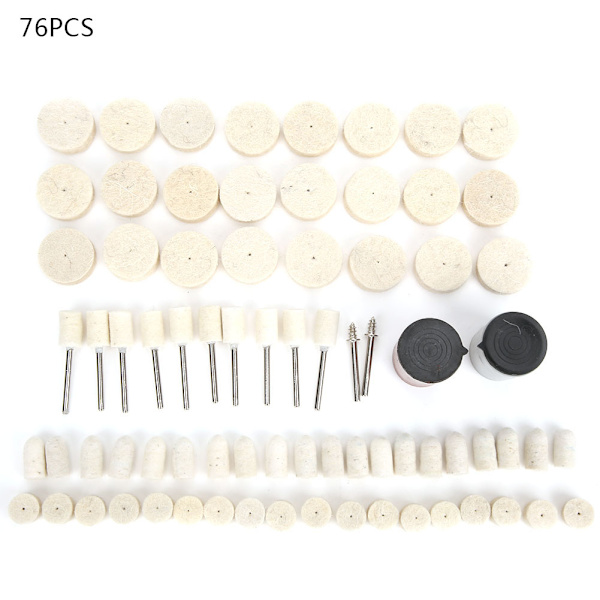 76PCS Uld Polering Buffing Hjul Rotary Værktøj Tilbehørssæt til Mini Bore Elektrisk Slibemaskine