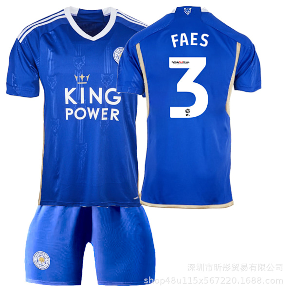 2023 Leicester City hjemmebanetrøje fodbolduniform-Faez XS(160-165cm)