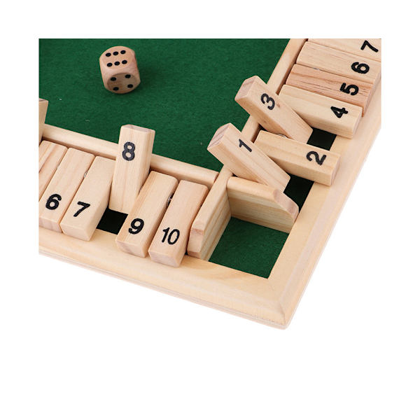 Puinen noppapeli Shut The Box Set - Vihreä, lapsille ja aikuisille