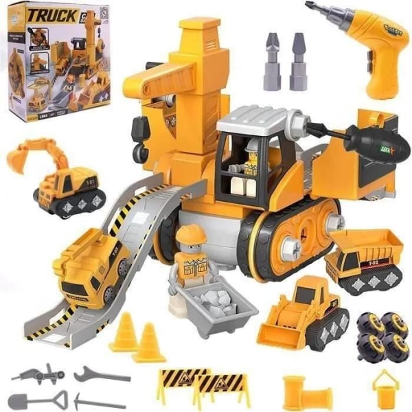 HAOPYOU-4 in 1 Disassemble and Assemble Construction Vehicles Truck Toys Truck DIY Construction Vehicles Kit for Child