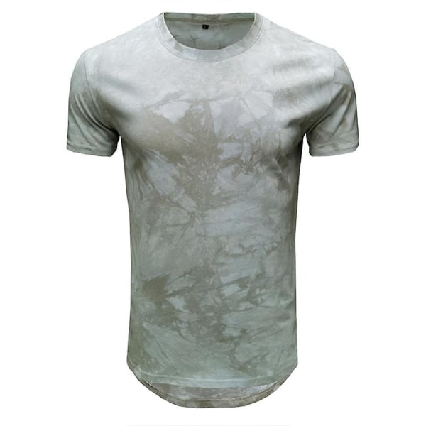 Herreoverdele Tie-dye Kortærmede Sommer Casual T-shirts Grey White 2XL