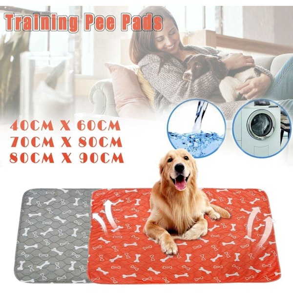 Grå Tvätthållbar Husdjur Hund Katt Valp Träning Kiss Reanvändbara Kuddar Kudde Säng Absorberande Matta 80x90cm