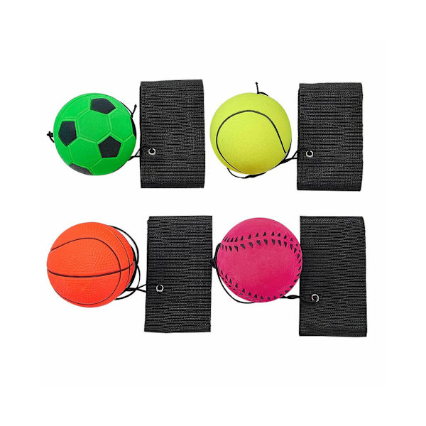 Håndledd returballer for barn - 4 stk Elastiske sportsballer