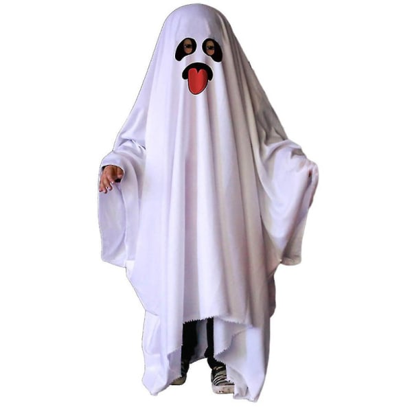 4-13 år Barn Gutter Jenter White Ghost Cosplay kostyme Ghost Cloak Halloween Party Fancy Dress Gifts-C 4-8Years