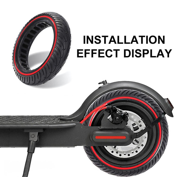 Elektrisk scooter 8,5 tommer gummidæk Punkteringssikkert holdbart massivt dæk kompatibelt med M365 Pro Mijia Mi 1s P KL black  red