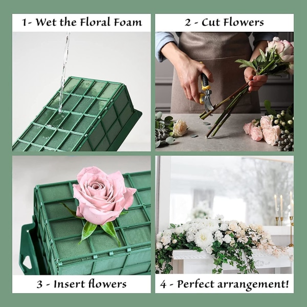 2-pak blomsterskumbur til blomsterarrangementer Tørt og vådt blomsterskum til kunstige blomster Flor green