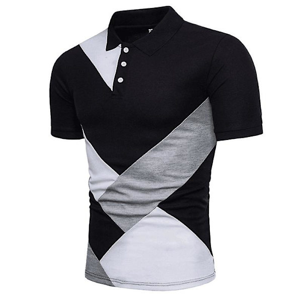 Miesten Polopaita Golf Casual Kesä Lyhythihainen Yläosa Black M