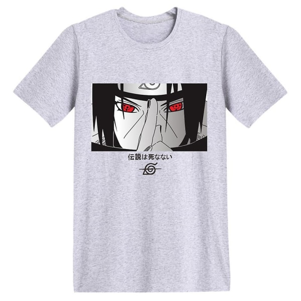 Unisex Anime Uchiha Itachi Tryckt T-shirt Casual Sommar Kortärmad Topp Present Gray 2XL