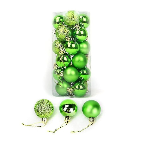 24 st 4/6/8 cm Glittrande Julkulaornamenten i Plast, Flera Färger, Julgransdekoration, Hängande Smycken -ES Green 8cm