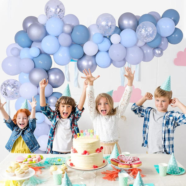 Sininen valkoinen harmaa Balloon Garland Kit - täydellinen syntymäpäiviin ja suihkuihin