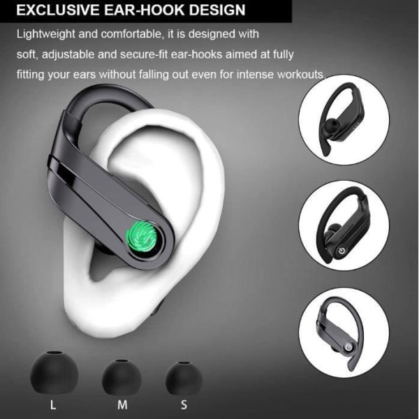 Bluetooth 5.1 TWS trådløse Bluetooth-øretelefoner, ENC intelligent støyreduksjon, sportshodesett, IPX7 vanntett, med dobbel mikrofon
