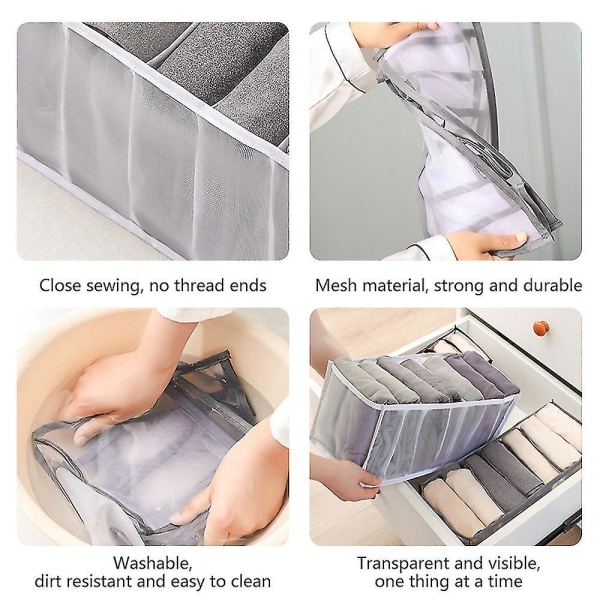 2-pack Klädarrangöringslåda Vikbar Underklädesarrangör Förvaringsavdelare Lådorganisator Jeansgarderob Organisera Gray 17x36x12cm