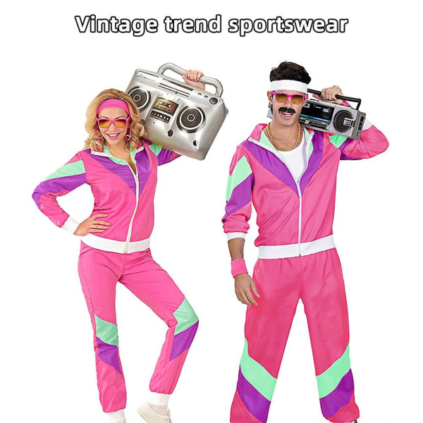 80-luvun retro-urheiluvaatteet Unisex vintage takkihousut Henkilökohtaiset Cosplay-vaatteet -ge Picture Style L