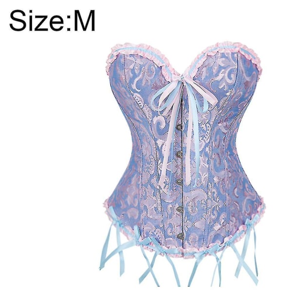 Kvinders snørebånd med udbenet overbust korset Bustier Lingerie Bodyshaper Top - høj kvalitet -ge Blue -M