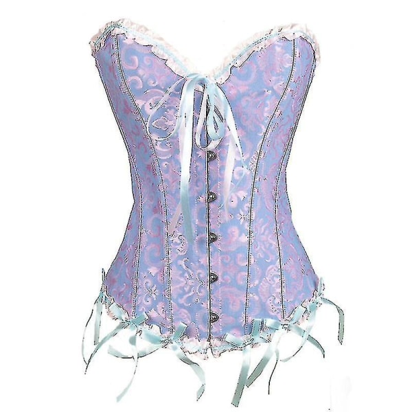 Tube Top Jacquard Gothic Palace Corset Vest Shapewear Corset -ge Blue XS