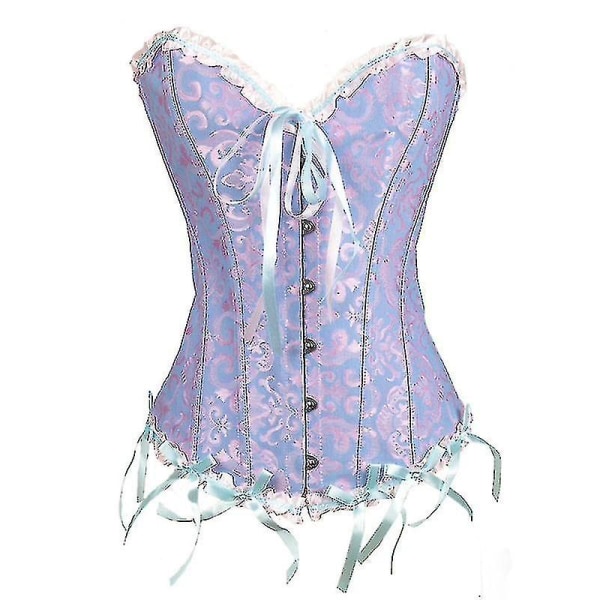 Tube Top Jacquard Gotisk Palats Korsett Väst Shapewear Korsett -ge Blue L