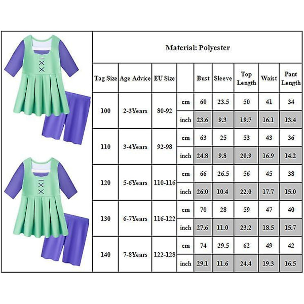 2-8 År Barn Flickor Havs Odjuret Cosplay Kostym Toppar+Shorts Set Halloween 6-7 Years