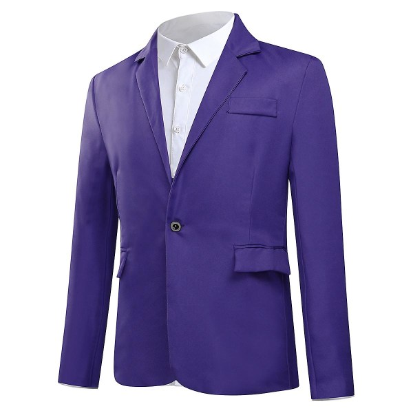 Yynuda Herre Business Casual Klassisk Hakk Lapel Dobbel Splitt Pure Color Enknapps dressjakke 11 farger Purple L