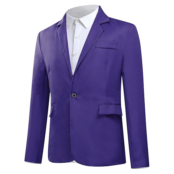 Yynuda Miesten Business Casual Klassinen lovettu käänne, kaksinkertainen jaettu puhdas väri, yksinapillinen pukutakki 11 väriä Purple S