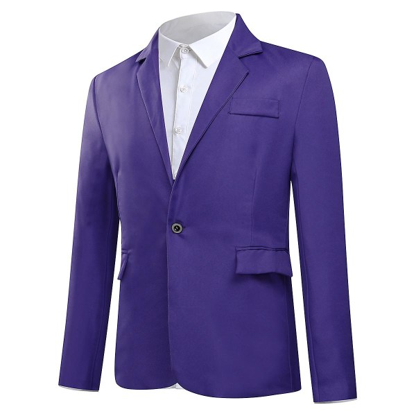 Yynuda Miesten Business Casual Klassinen lovettu käänne, kaksinkertainen jaettu puhdas väri, yksinapillinen pukutakki 11 väriä Purple XL