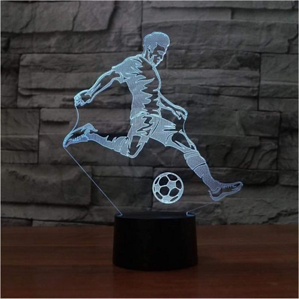 3D LED Bordlampe Børneværelse Sengelampe Sove Spil Fodbold Berøring USB Hjem Dekoration Fodboldspiller Natlys -h