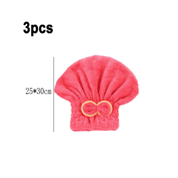 Hårtørrende håndklæde 3 pakker, hurtigtørrende mikrofiber hårhåndklæde, superabsorberende hårhåndklæde-rød