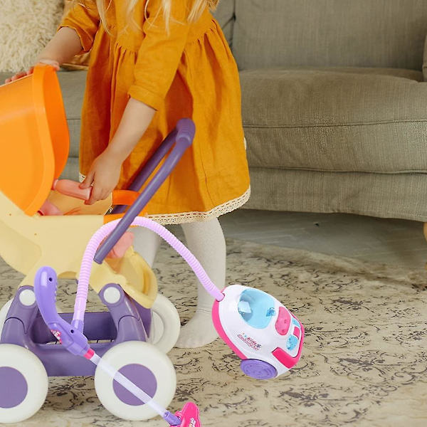 Leksakssats med dammsugare för barn - Mini golvrengöringskvast, dammspann, låtsasdammsugare, rollspel, hushållsrengöring, leksak för pojkar och flickor