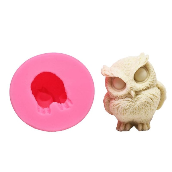 Ugle Resin Silikonform 3D Ugleformet Lysform DIY Fugl Støpeformer Dyr Leireform - Ugle F Pink