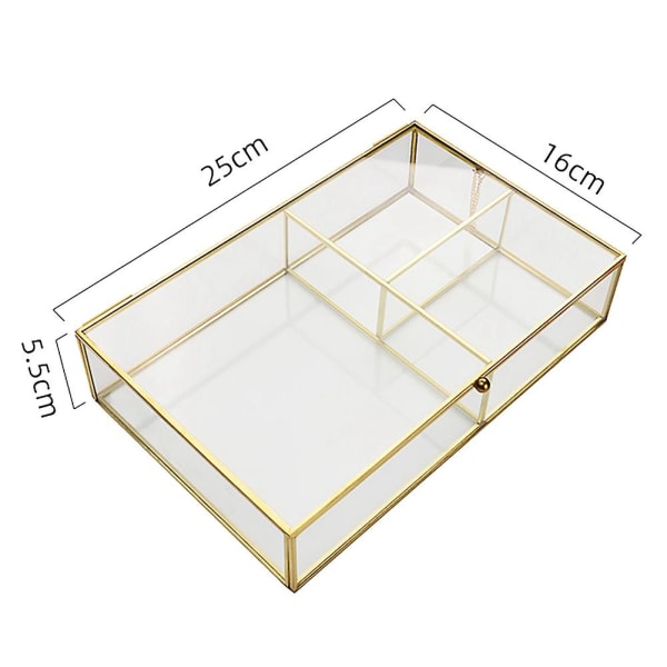 Transparent Glass Smykkeskrin Smykkeorganisator Holder Bordplate Beholder Sminkeorganisator Støvtett