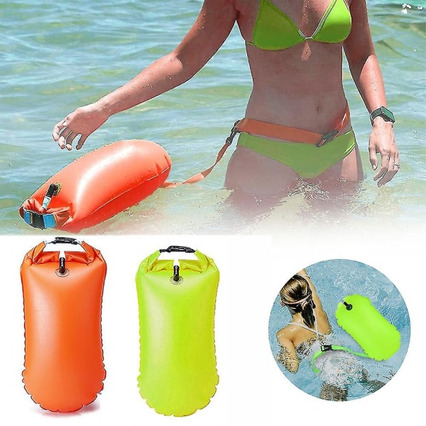 Swim Buoy Tow Float Dry Bag, Wild Swimming Float, oppblåsbar Vanntett Dry Bag Orange