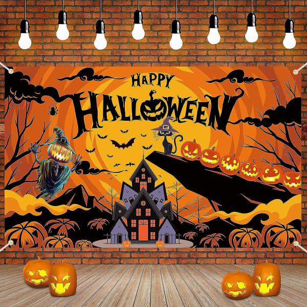 Spooky Night Pumpkin Castle Backdrop - Party Supplies