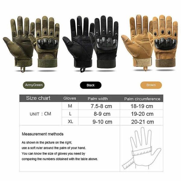 Militære Taktiske Hard Knuckle Hansker Full Fingerfingerless Army Combat Hunting -hg Black-Full Finger L