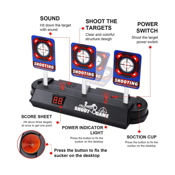 EXTSUD Electronic Digital Target for Nerf Guns - Auto Reset Light & Sound Effects Shooting Game
