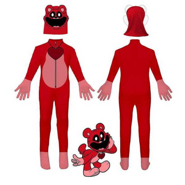 3-13 år Barn Tonåringar Pojkar Flickor Valp Lektid Cosplay kostym Halloween Playsuit Jumpsuit med mask Presenter-Röd 4-5Years