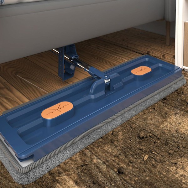 Stor Platt Moppset, 360° Swivelmopp med Urvridningsfunktion, Platt Mopp med Återanvändbara Mikrofibermoppdynor Kompatibla med Trägolv Laminatplattor -hg Blue Mop with 6 Pads