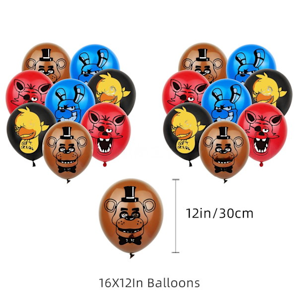 16 stk. Five Nights at Freddys Ballonger Bursdagsfest Dekorasjoner Utstyr