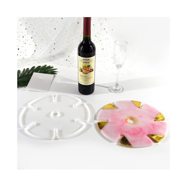 Rund Silikon Epoxiharts Kopp Underlägg Vinglasställ Coaster DIY Hantverk Tillverkning Form-Vit - Vit