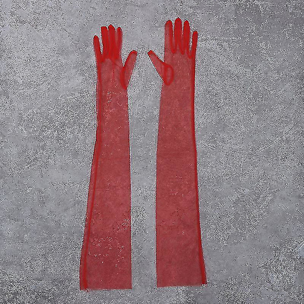 70cm Tunna Tullehandskar Ultra Tunna Handskar Armbågslånga Handskar Fotografering -ge Red