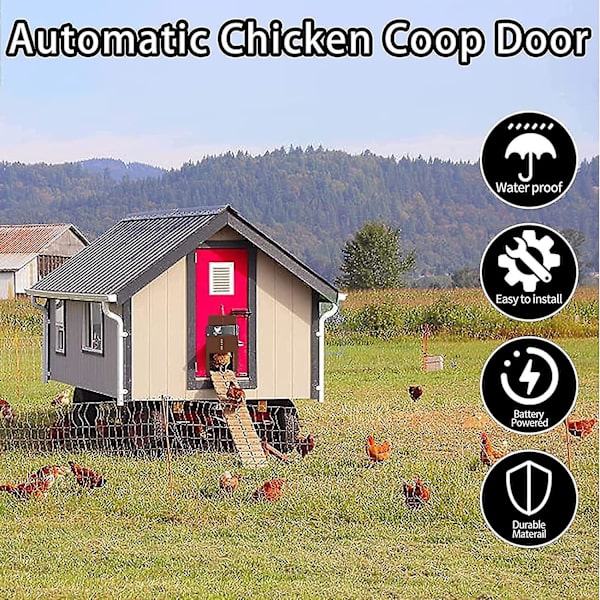 Automatisk hönshusdörr Light Sense Dörröppnare Fjäderfä Garden Chicken Duck Dörröppnare Praktisk kyckling Husdjur Burar Dörr Red no pattern