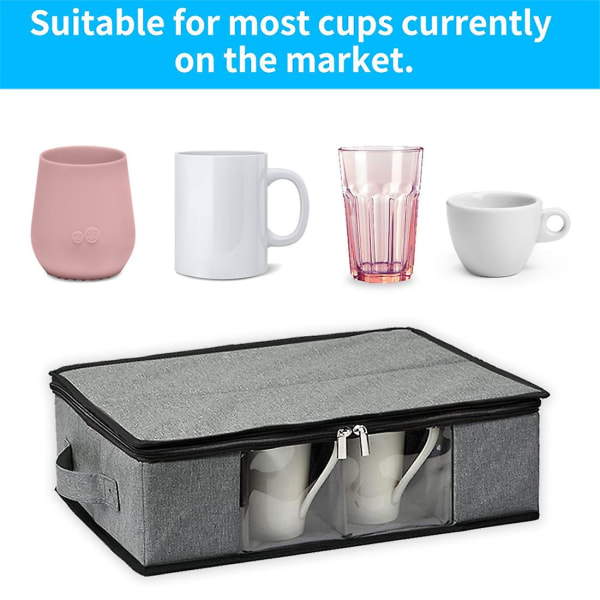 Krus og koppeske, kaffekrus Organizer tekoppbeholder, glasskrus kistekasse med skillevegger