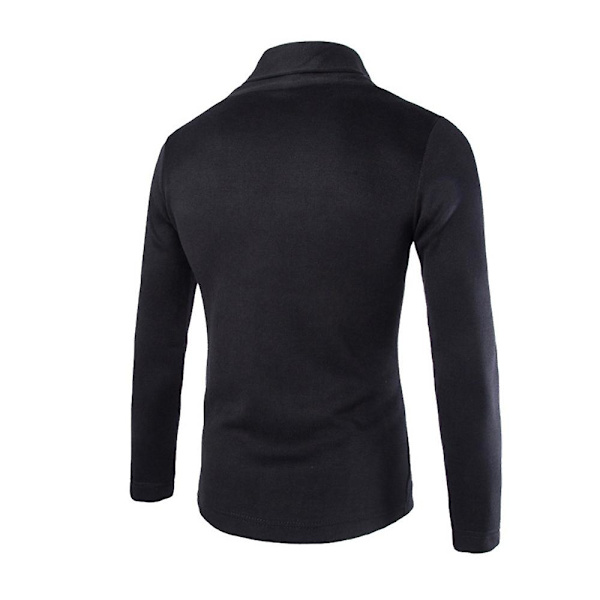 Herrar Kragehals Långärmad Öppen Fram Cardigan Business Casual Ytterkläder Black L