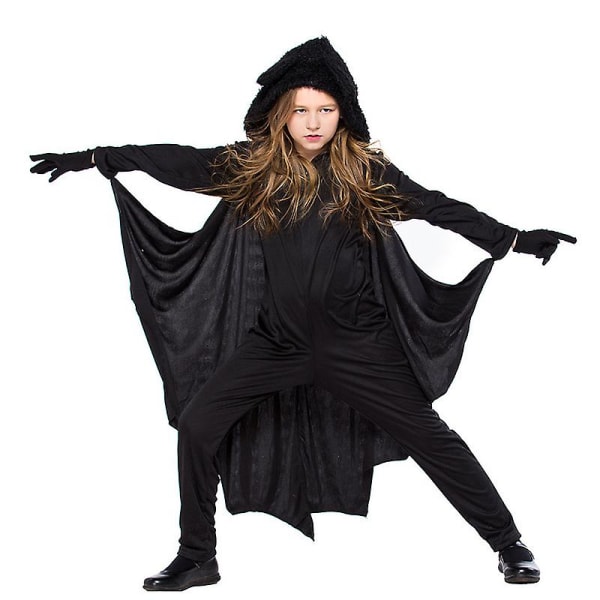 4-11 år Halloween Barn Vampyr Fladdermus Cosplay Kostymer Outfit Set-Svart 8-9 Years