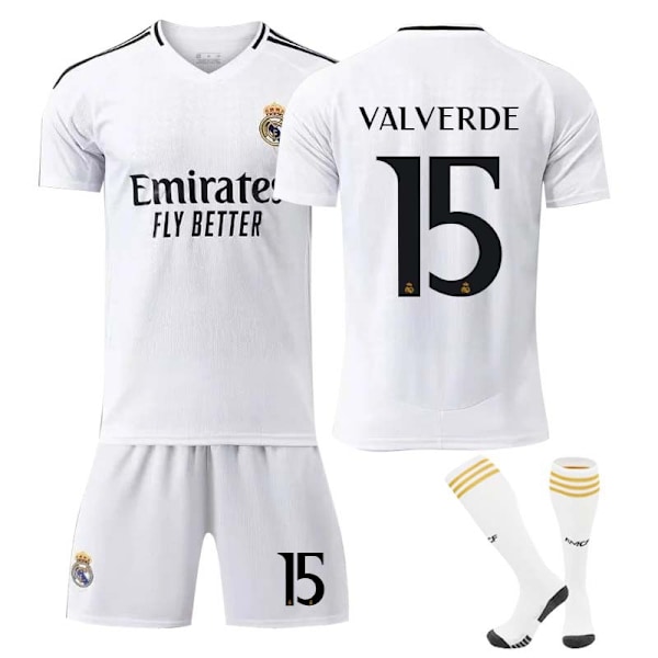 2425 Real Madrid fotbollströja VALVERDE tröjset med strumpor 16(90-100cm)