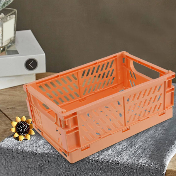 Sammenklappelig plastik foldeboks Basket Utility Kosmetikbeholder Orange