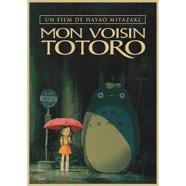Vintage Retro Paper Anime Poster Tonari No Totoro Miyazaki Seinäkoriste Vintage Koti Sisustus Lastenhuoneen Koriste 4 30X21CM