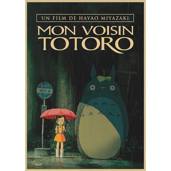 Vintage Retro Paper Anime Poster Tonari No Totoro Miyazaki Väggdekor Vintage Heminredning Barnrumsdekoration 4 42X30CM