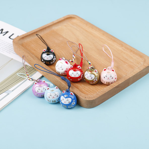 Tecknad Japan Lucky Cat Nyckelring Maneki Neko Trinkets Car Bag P Gold