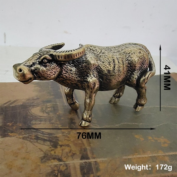 Brass Bull Vintage Ornament Copper Cow Statue Mascot Ornament B