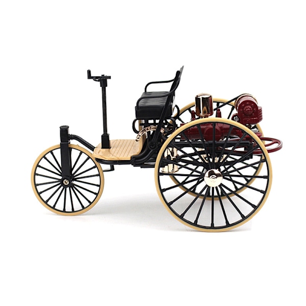 1 st 1:12 1886 Vintage Klassisk Bil Nr.1 Legeringsbilmodell Simulering Black