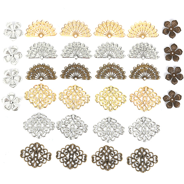 100st Blomma Filigran DIY Tillbehör Metal Crafts Connector F F